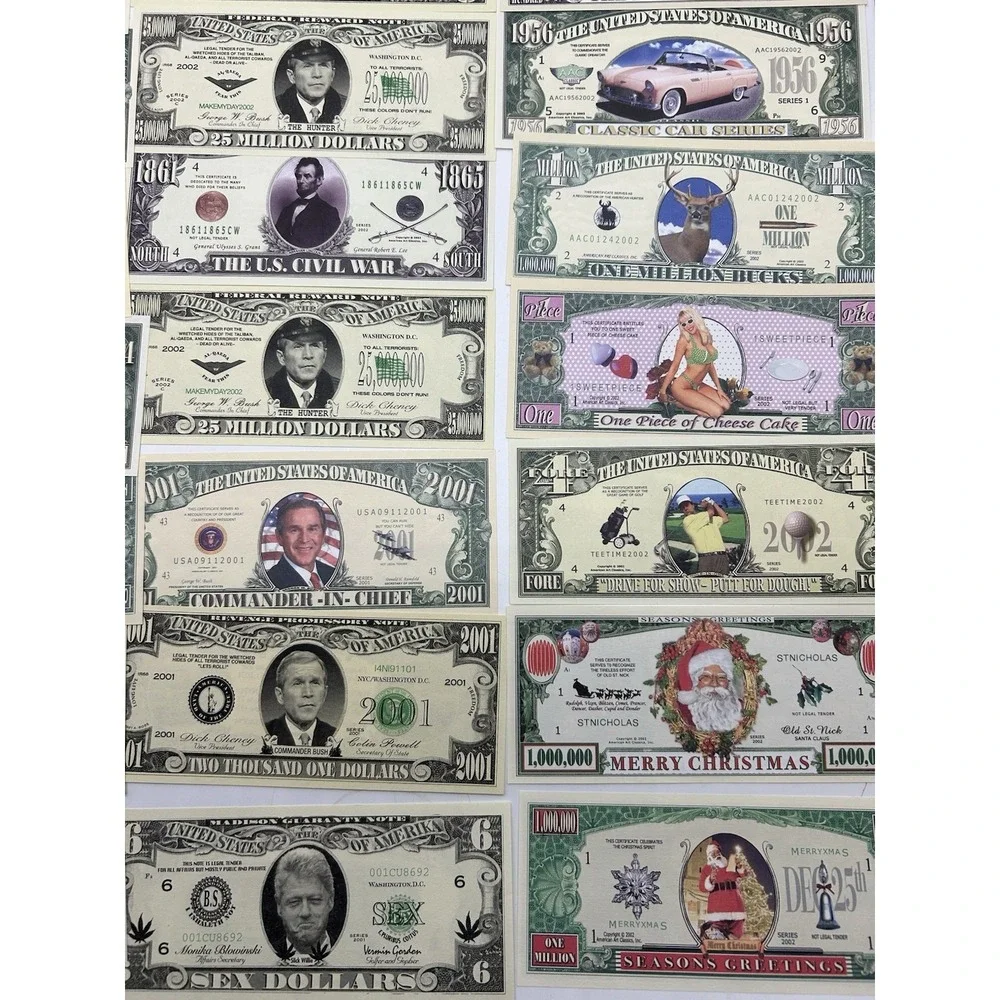 Set of 48 USA Dollar Bill Funny Money Notes Navy Hobbies Pets Presidents & more
